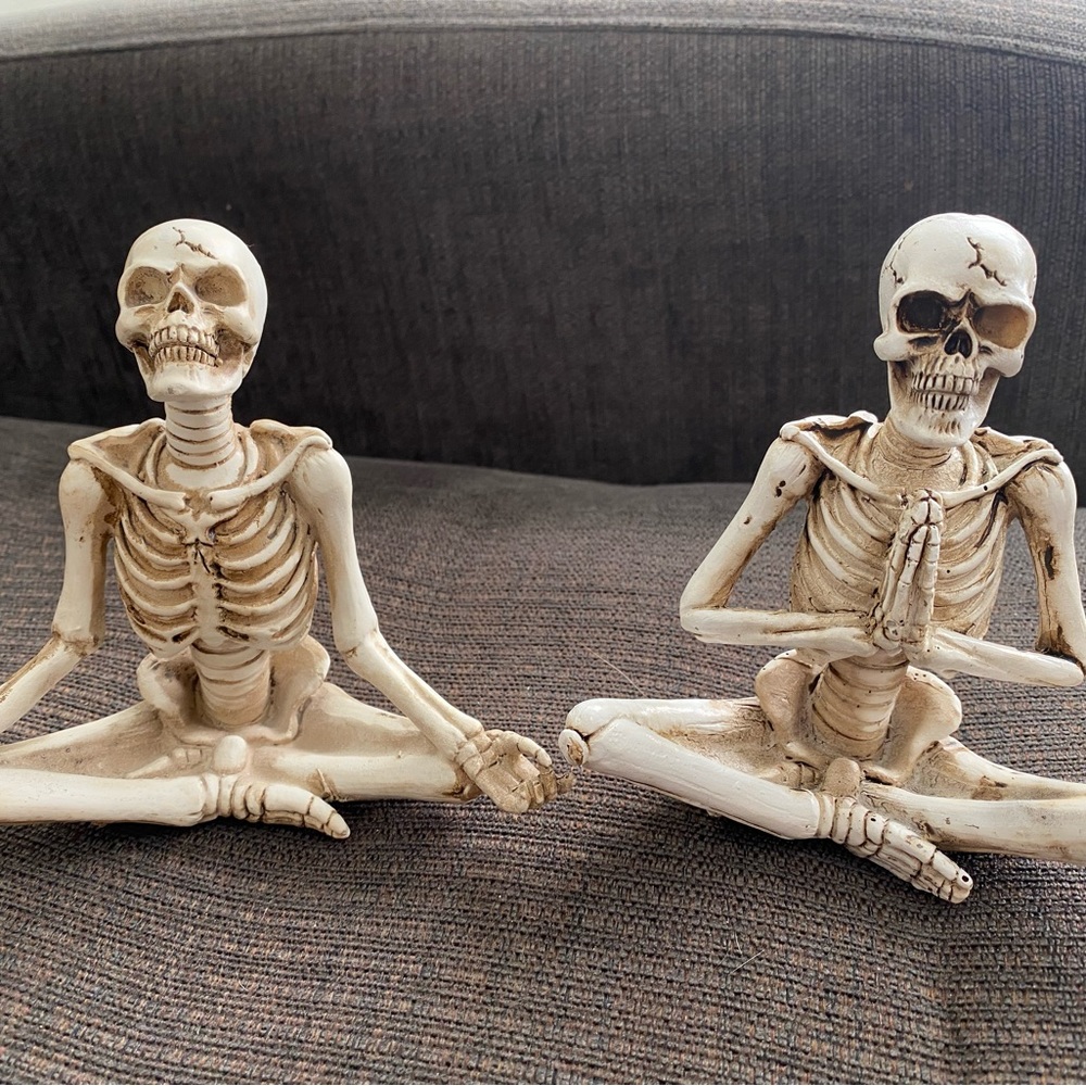 Skeleton Yoga Pose Halloween Decoration Set Of Two  Shelf Desk Namaste 5.5"